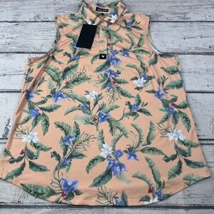 Women's Bad Birdie Core Polo Sleeveless Size XL Floral Fiesta NWT